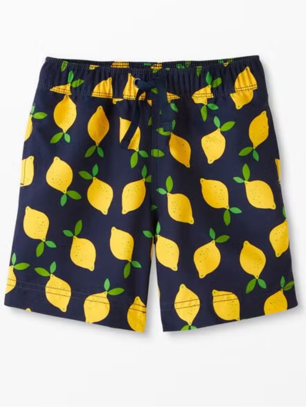 Men’s Hanna Andersson Navy Swim Shorts with Yellow Lemon Print